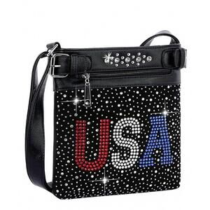 NEW HANDBAG EXPRESS women's bling usa crossbody bag in black